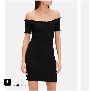 Fifth & Mode Carmen Smocked Mini Dress size Large in Black NWT